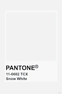 pantone's snow white color is shown on a white background